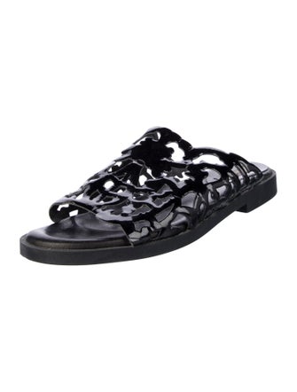Miista Patent Leather Cutout Accent Slides