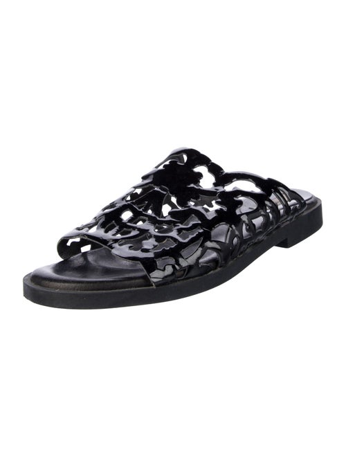 Miista Patent Leather Cutout Accent Slides
