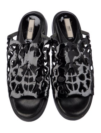 Miista Patent Leather Cutout Accent Slides