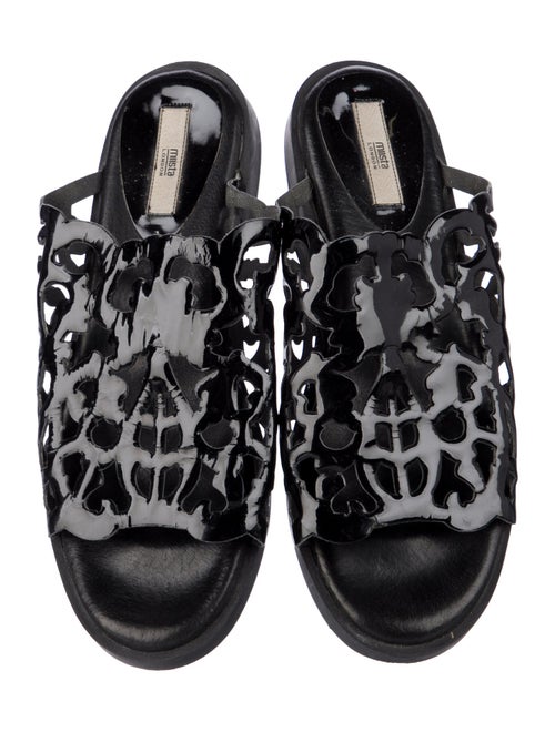 Miista Patent Leather Cutout Accent Slides