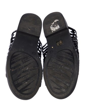 Miista Patent Leather Cutout Accent Slides