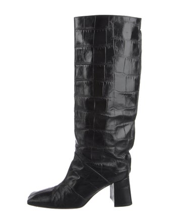 Miista Embossed Leather Riding Boots