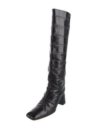 Miista Embossed Leather Riding Boots