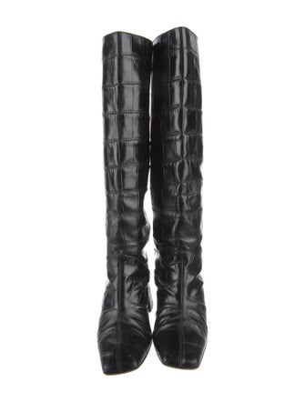Miista Embossed Leather Riding Boots