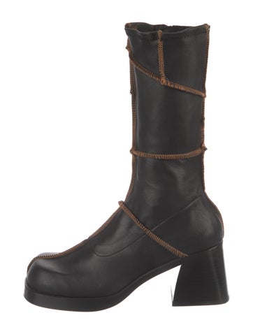 Pre-owned Miista Leather Sock Boots In Black