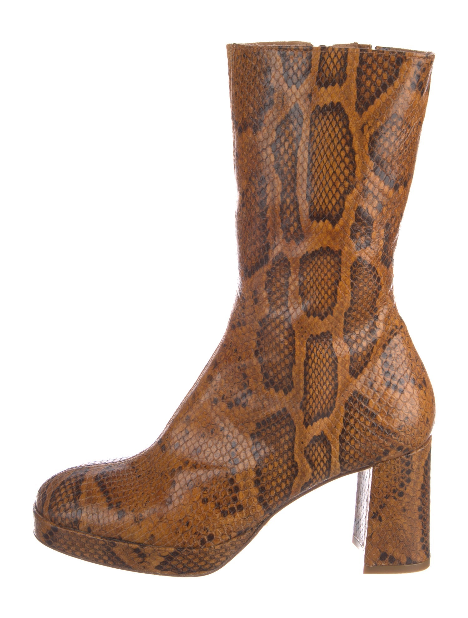 Miista Leather Animal Print Boots