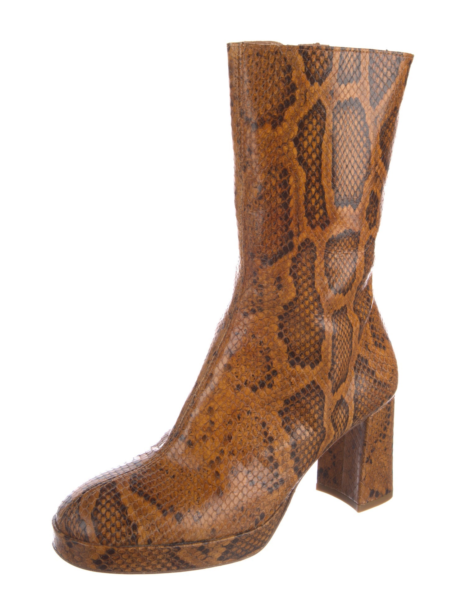 Miista Leather Animal Print Boots