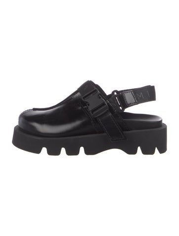 Pre-owned Miista Leather Slingback Flats In Black