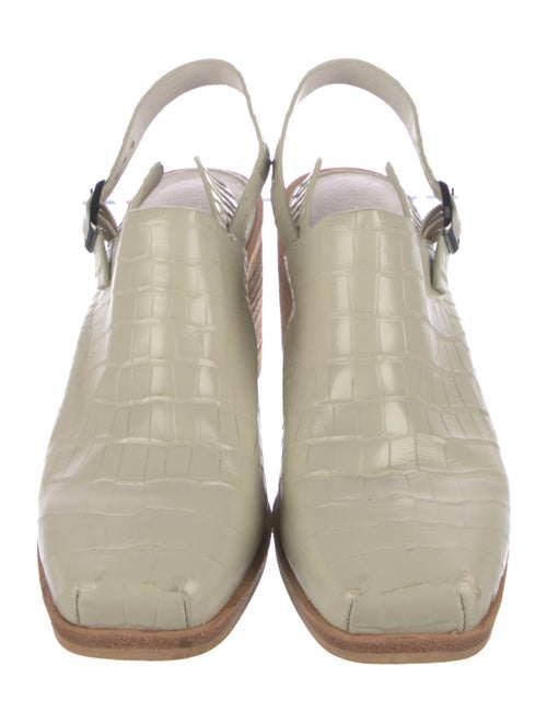 Intentionally Blank Embossed Leather Animal Print Slingback Pumps