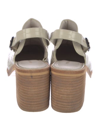 Intentionally Blank Embossed Leather Animal Print Slingback Pumps