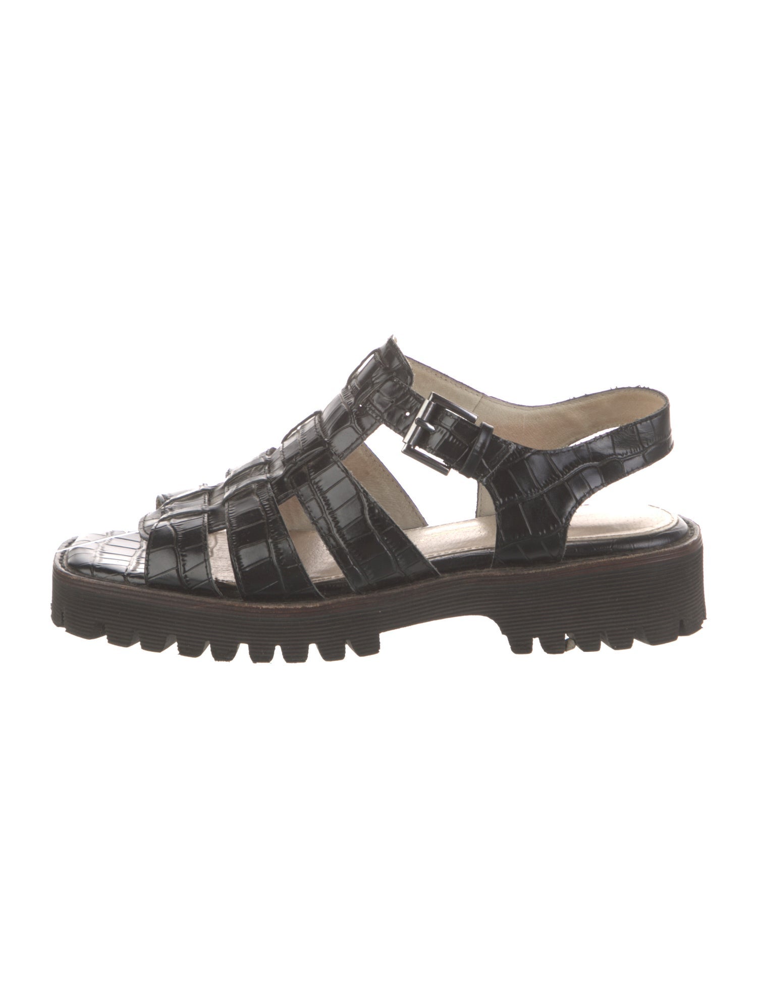Intentionally Blank Embossed Leather Gladiator Sandals