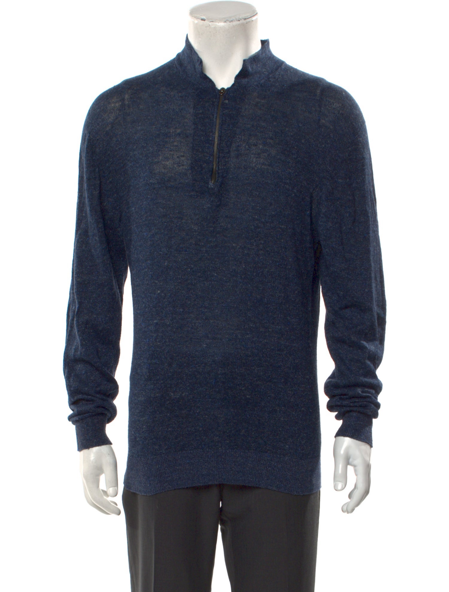Inis Meáin Mock Neck Long Sleeve Polo Sweater