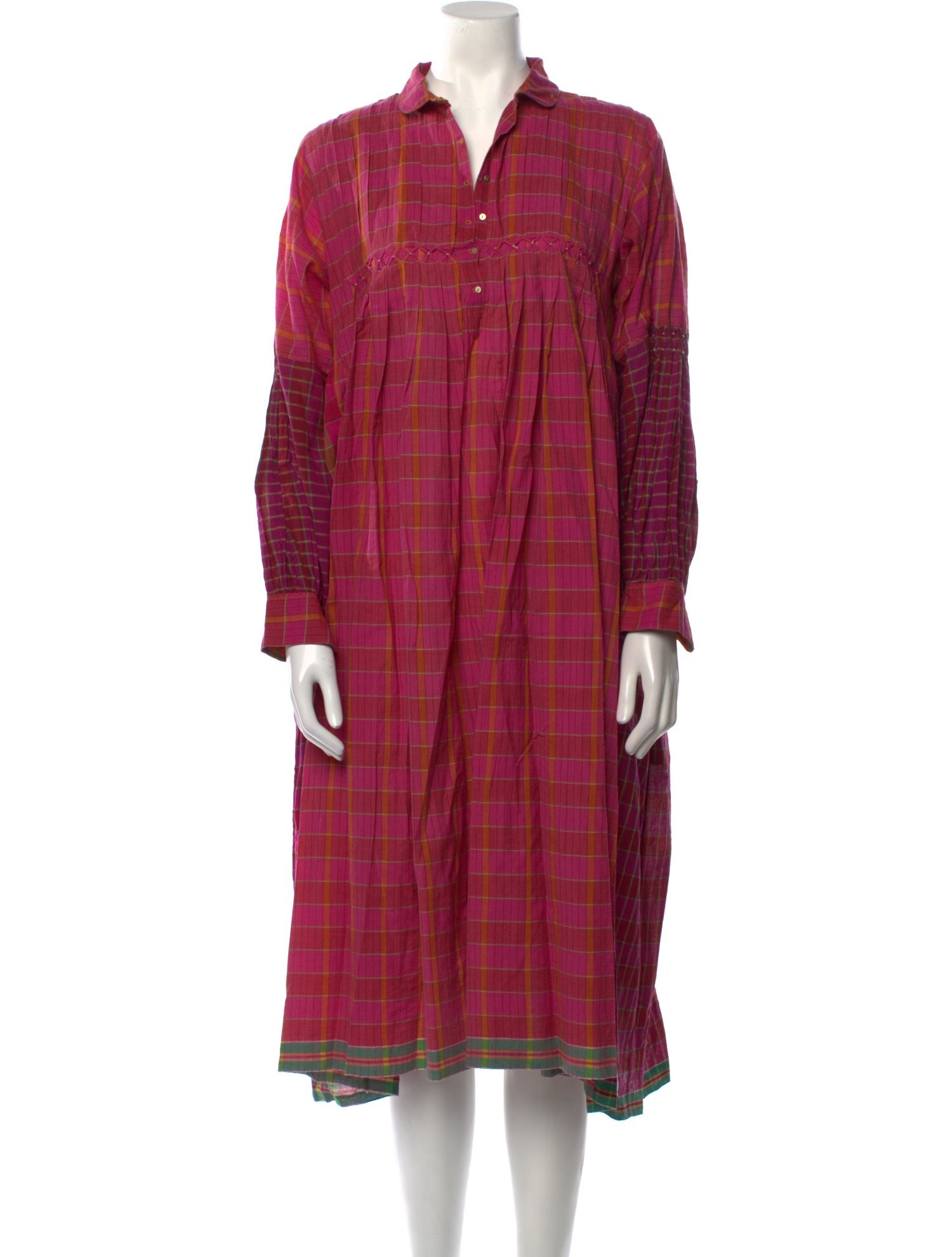 Injiri Plaid Print Midi Length Dress