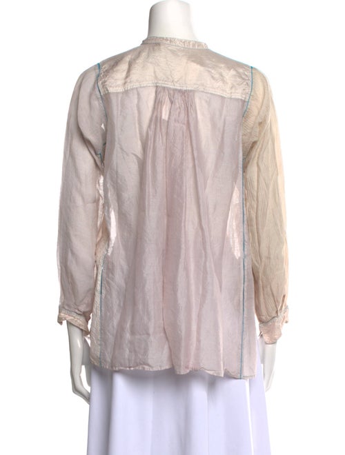 Injiri Mock Neck Long Sleeve Button-Up Top