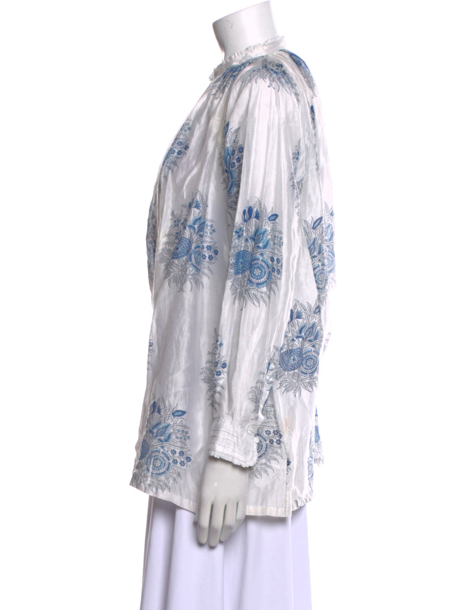 Injiri Floral Print Mock Neck Blouse