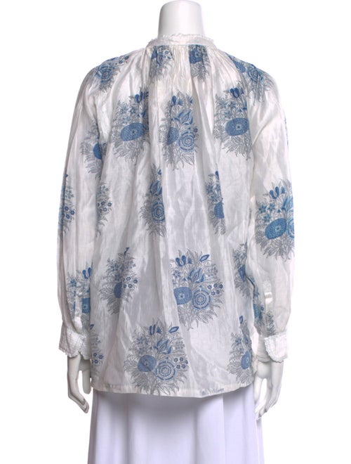Injiri Floral Print Mock Neck Blouse