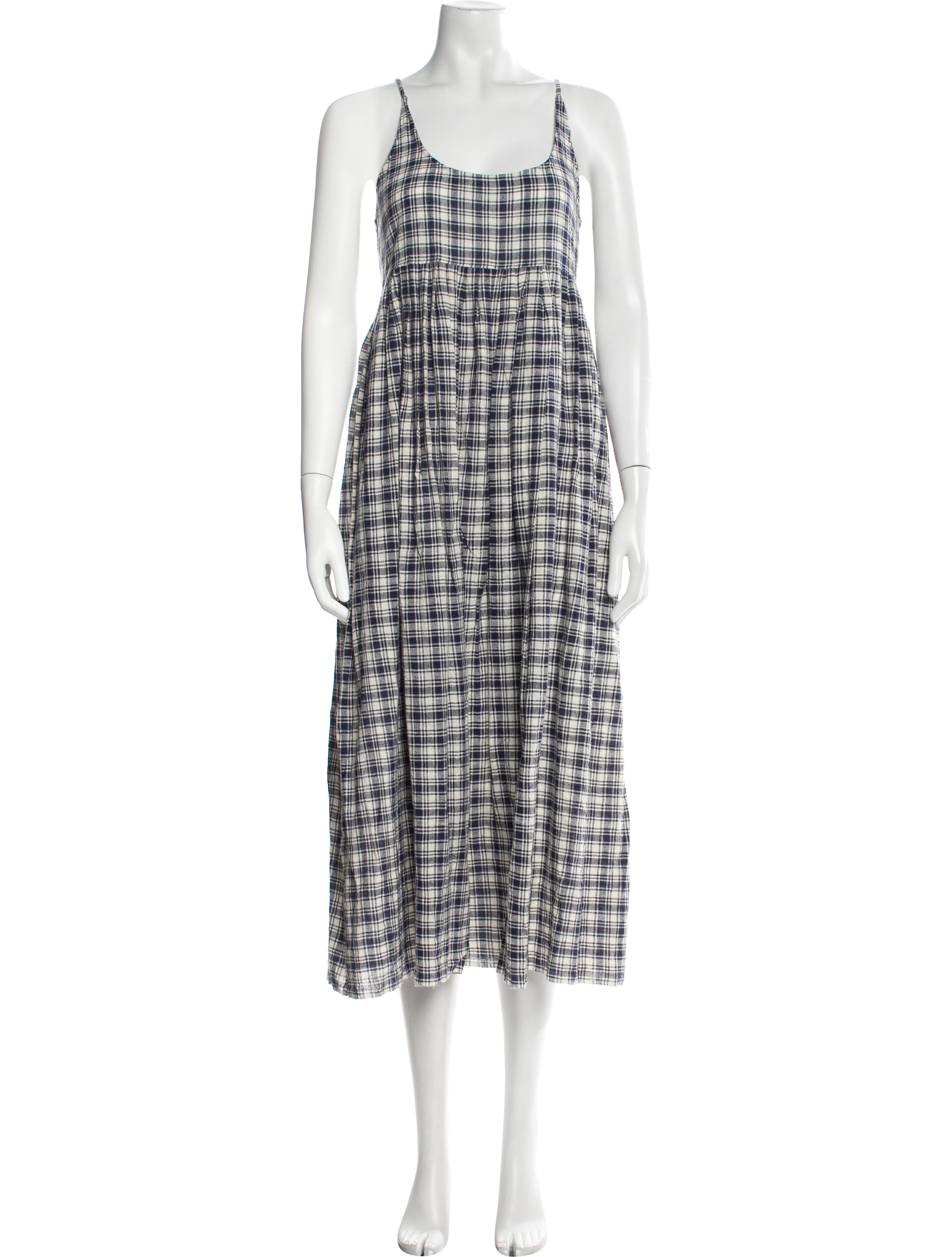 Injiri Plaid Print Midi Length Dress