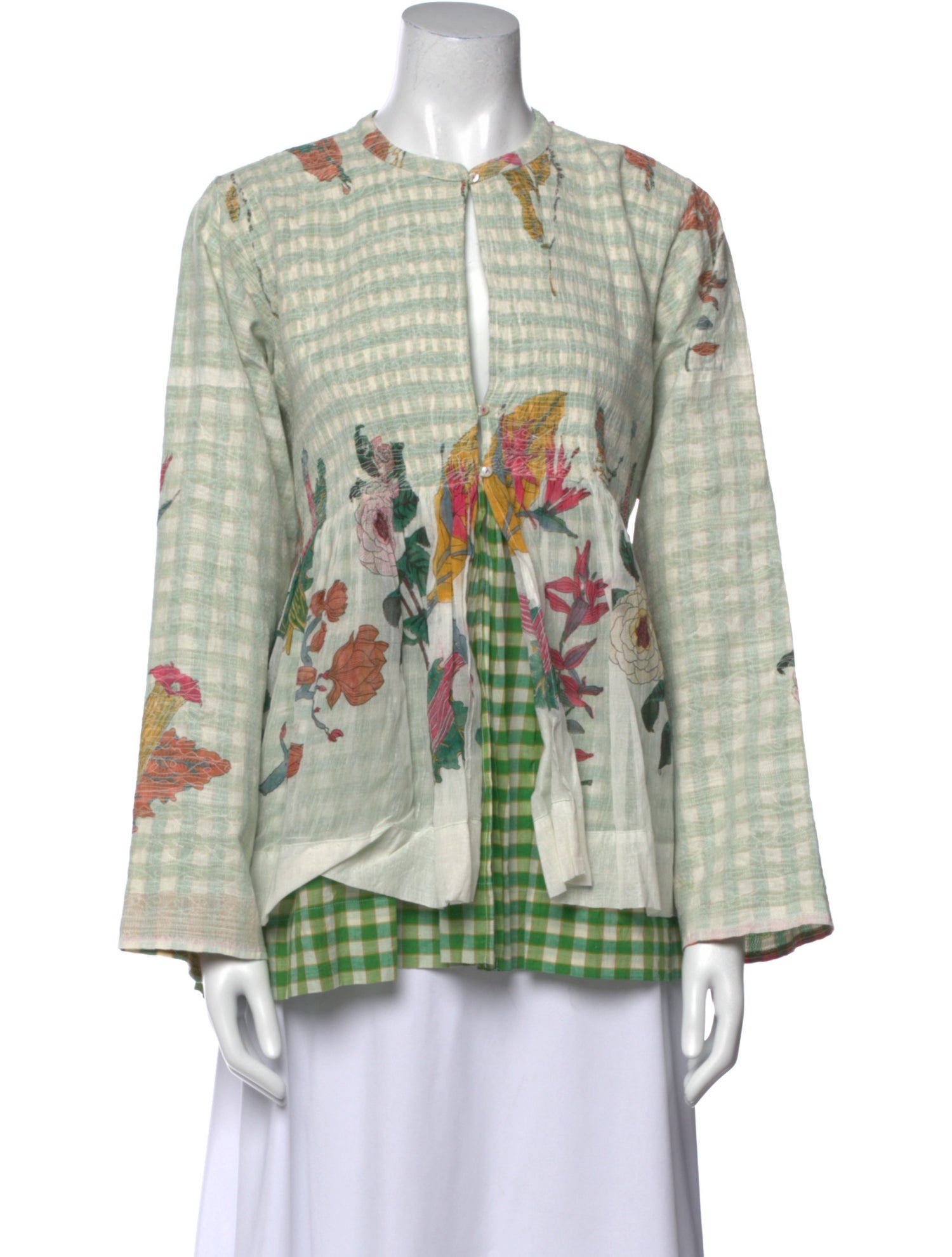 Injiri Plaid Print Crew Neck Top