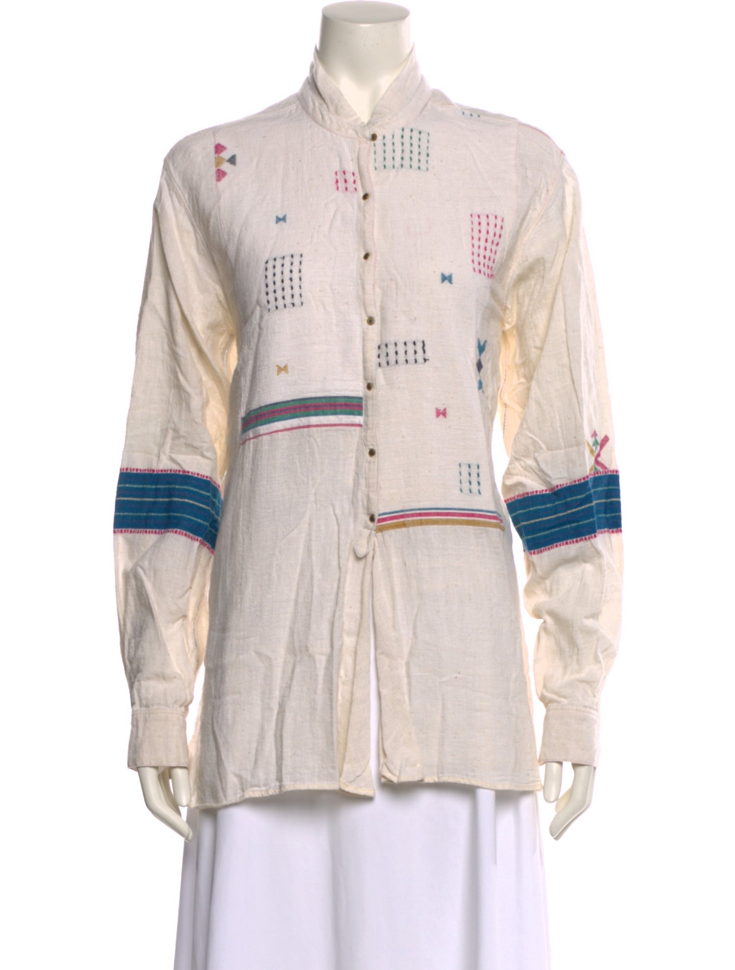 Injiri Graphic Print Long Sleeve Button-Up Top