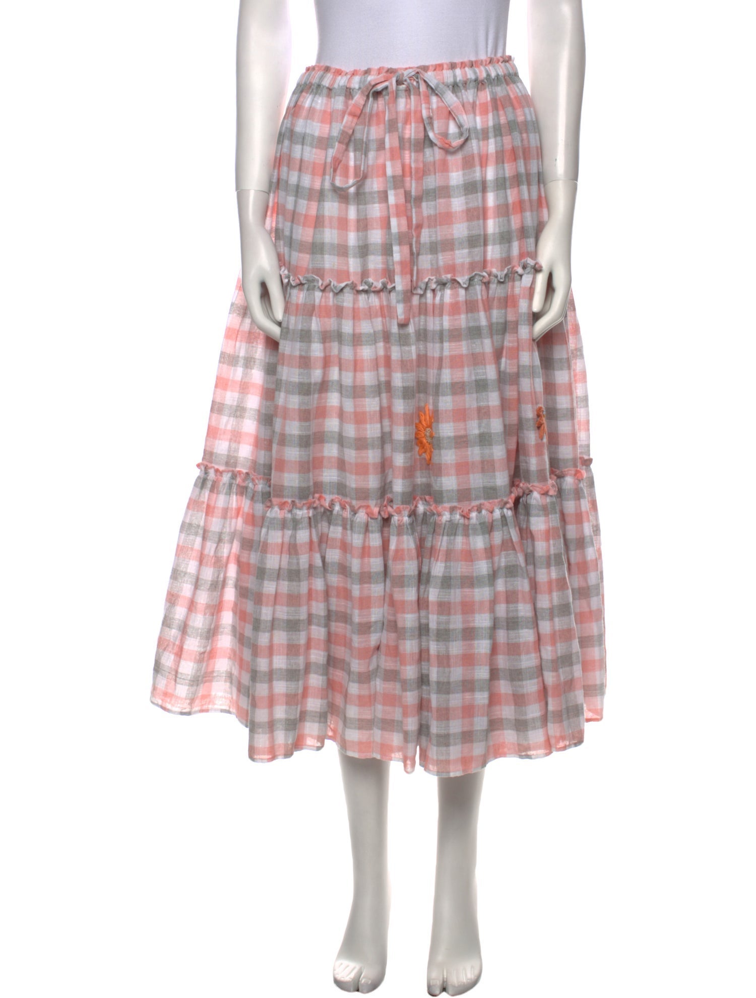 Innika Choo Plaid Print Midi Length Skirt