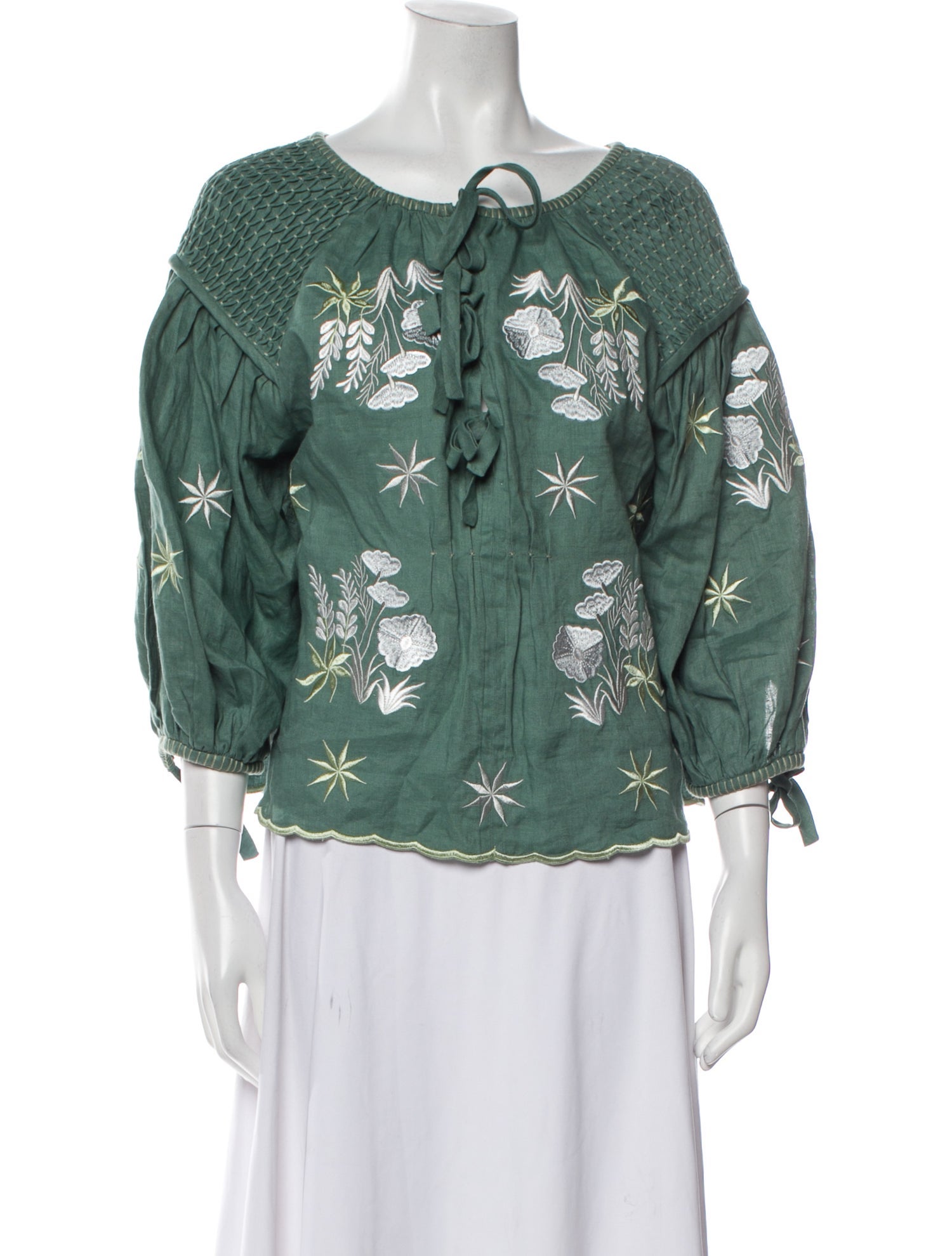 Innika Choo Linen Printed Button-Up Top