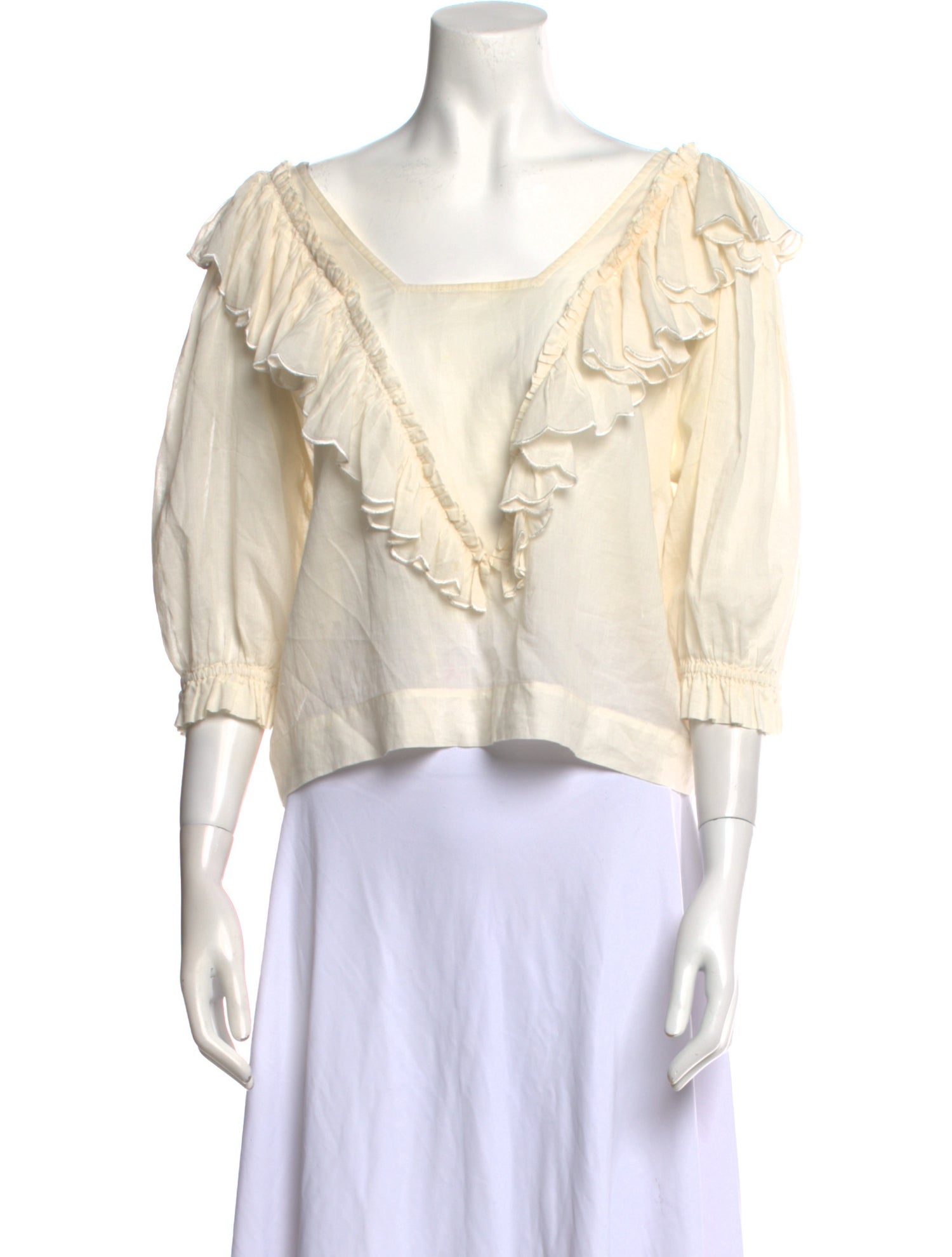 Innika Choo Off-The-Shoulder Three-Quarter Sleeve Crop Top