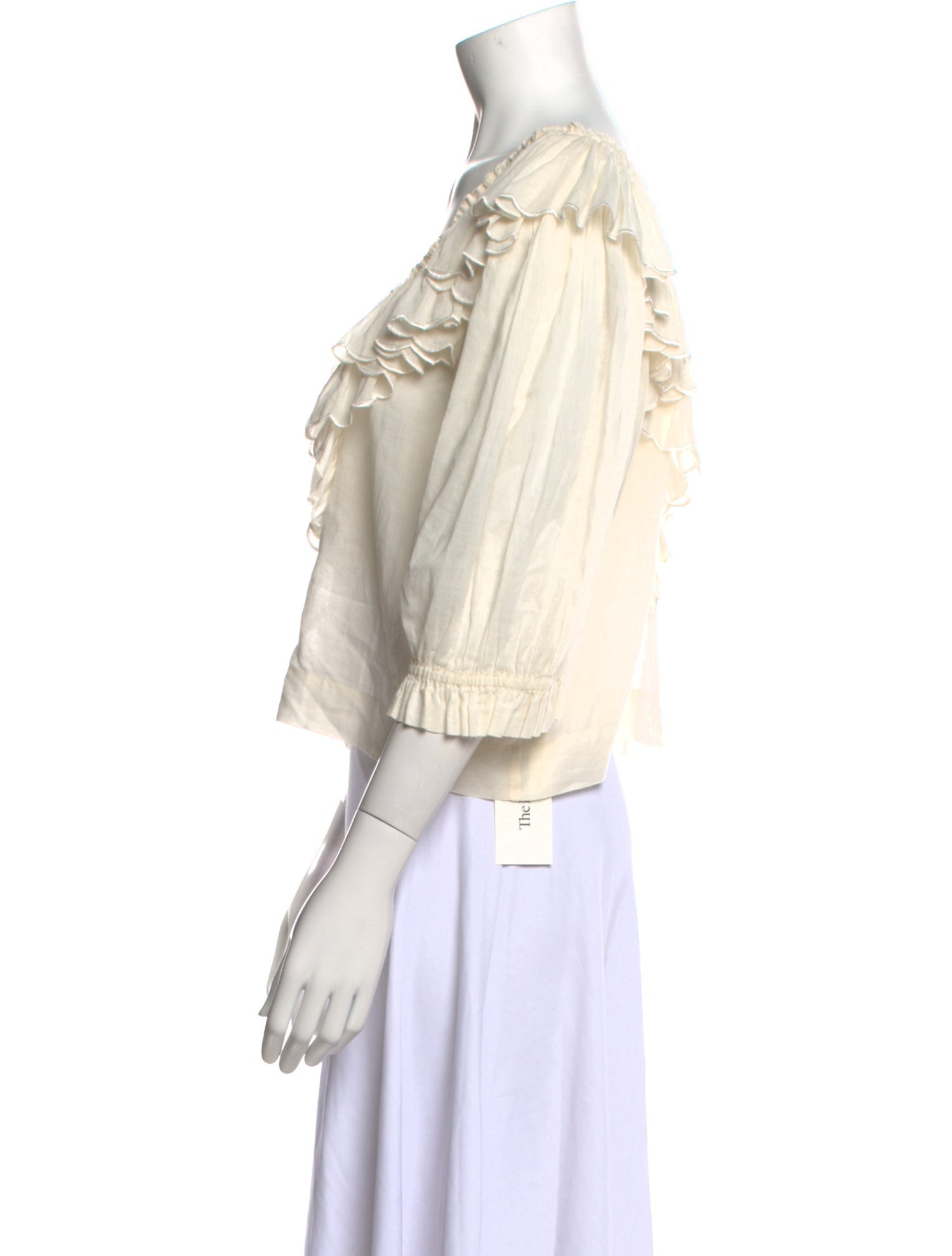 Innika Choo Off-The-Shoulder Three-Quarter Sleeve Crop Top