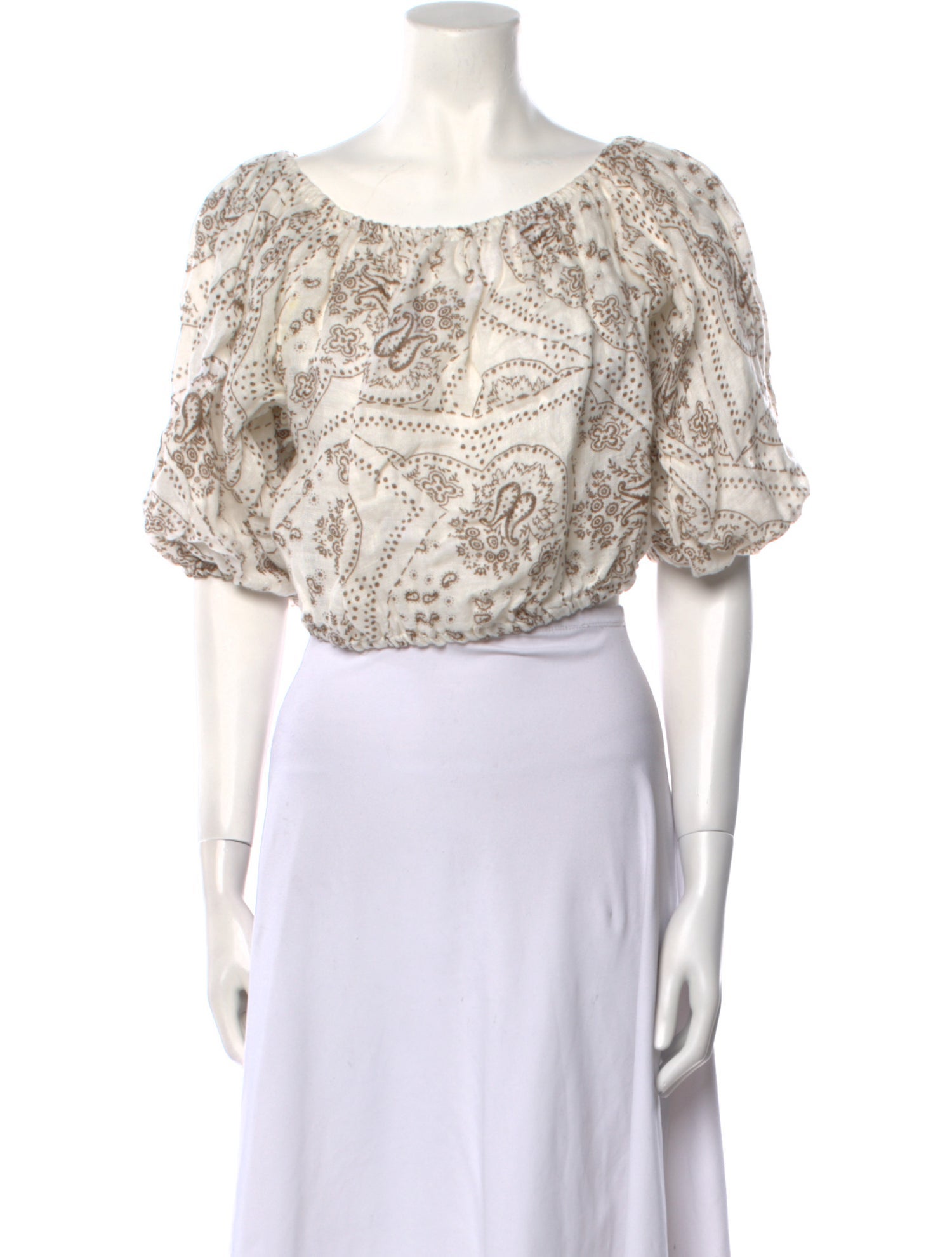 Innika Choo Linen Paisley Print Crop Top