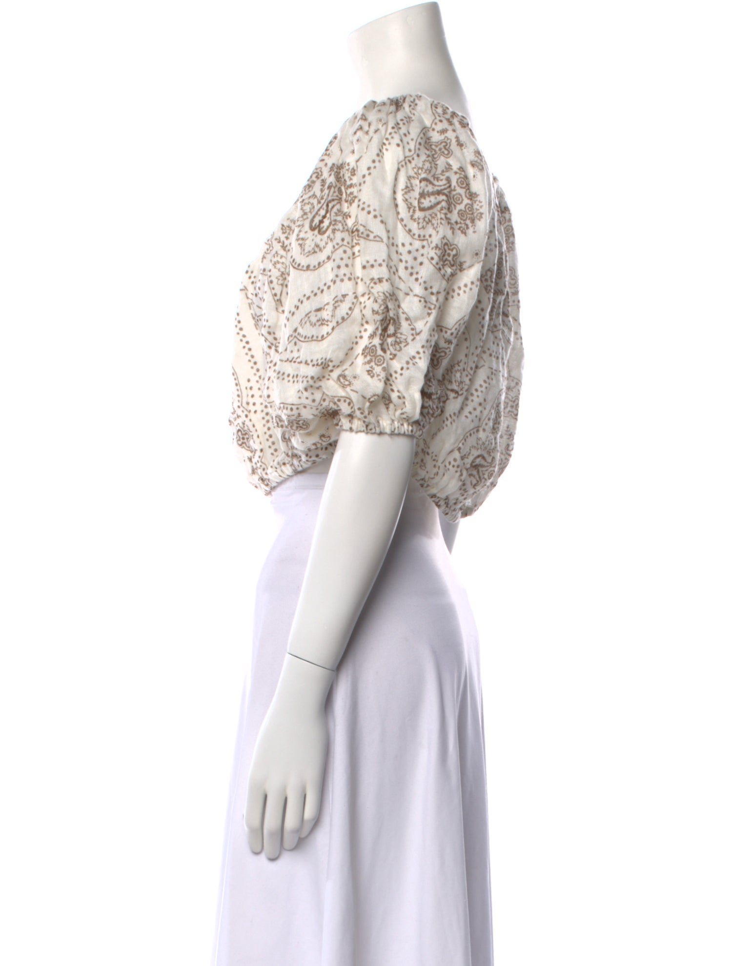 Innika Choo Linen Paisley Print Crop Top