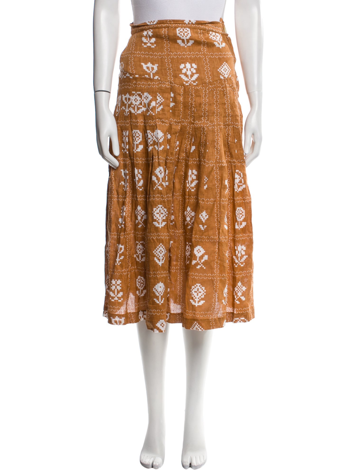 Innika Choo Linen Midi Length Skirt