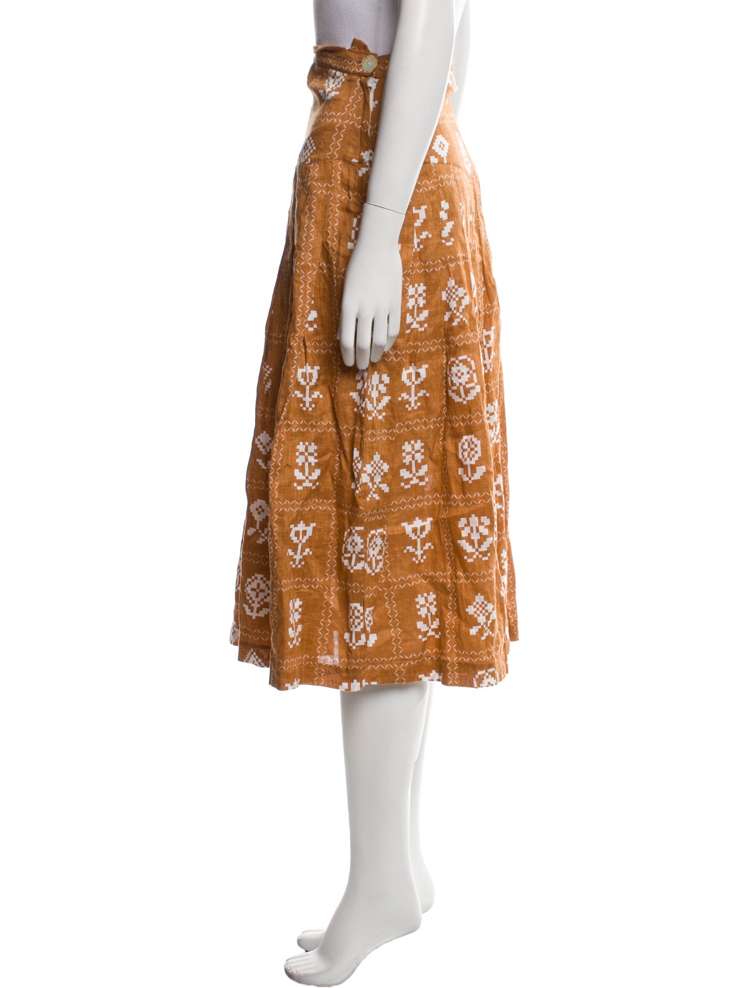 Innika Choo Linen Midi Length Skirt