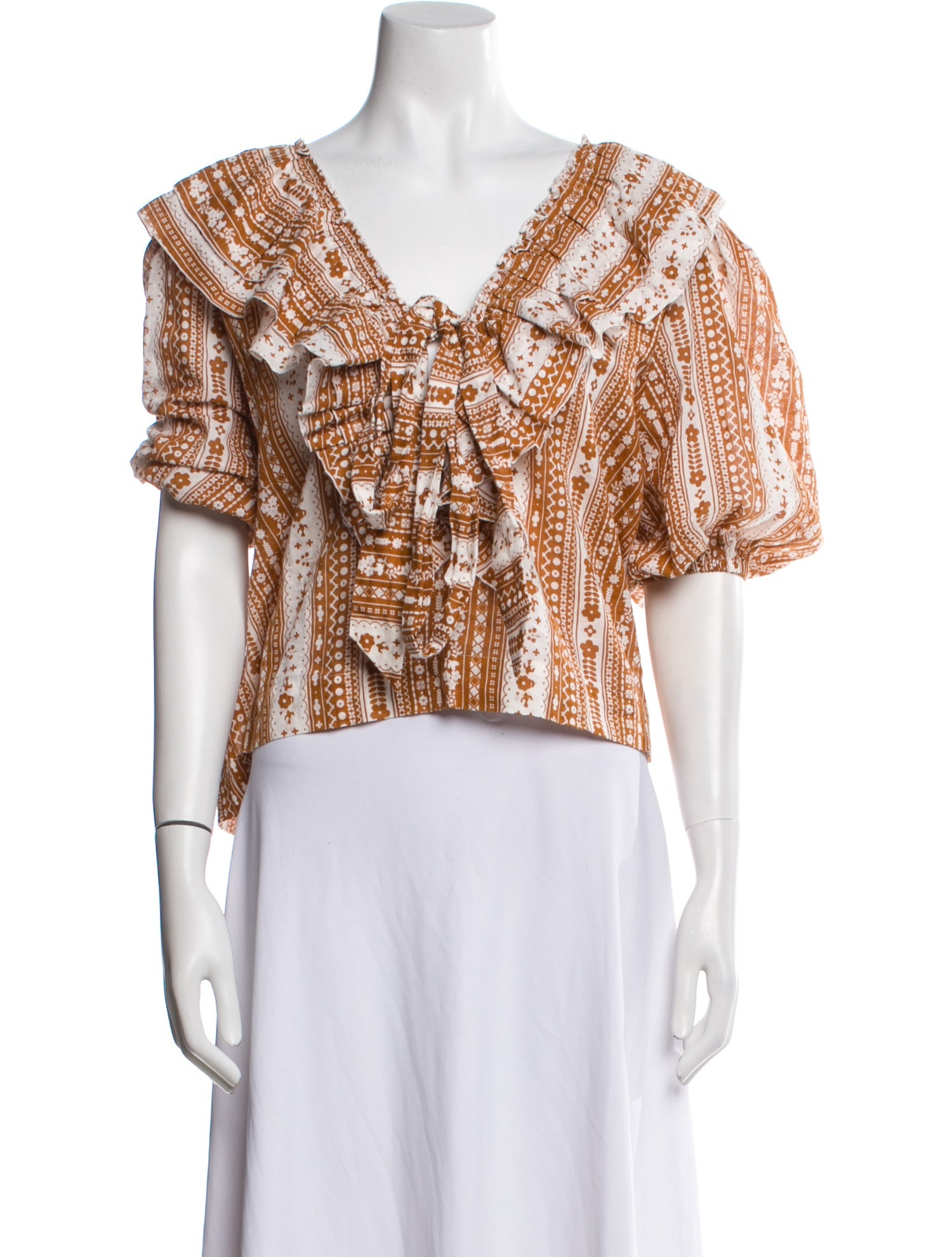 Innika Choo Printed V-Neck Crop Top