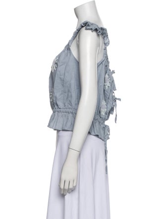 Innika Choo Linen Square Neckline Crop Top