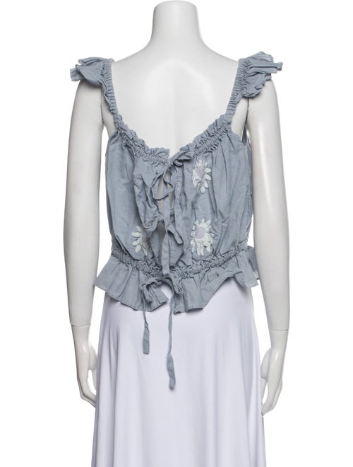 Innika Choo Linen Square Neckline Crop Top