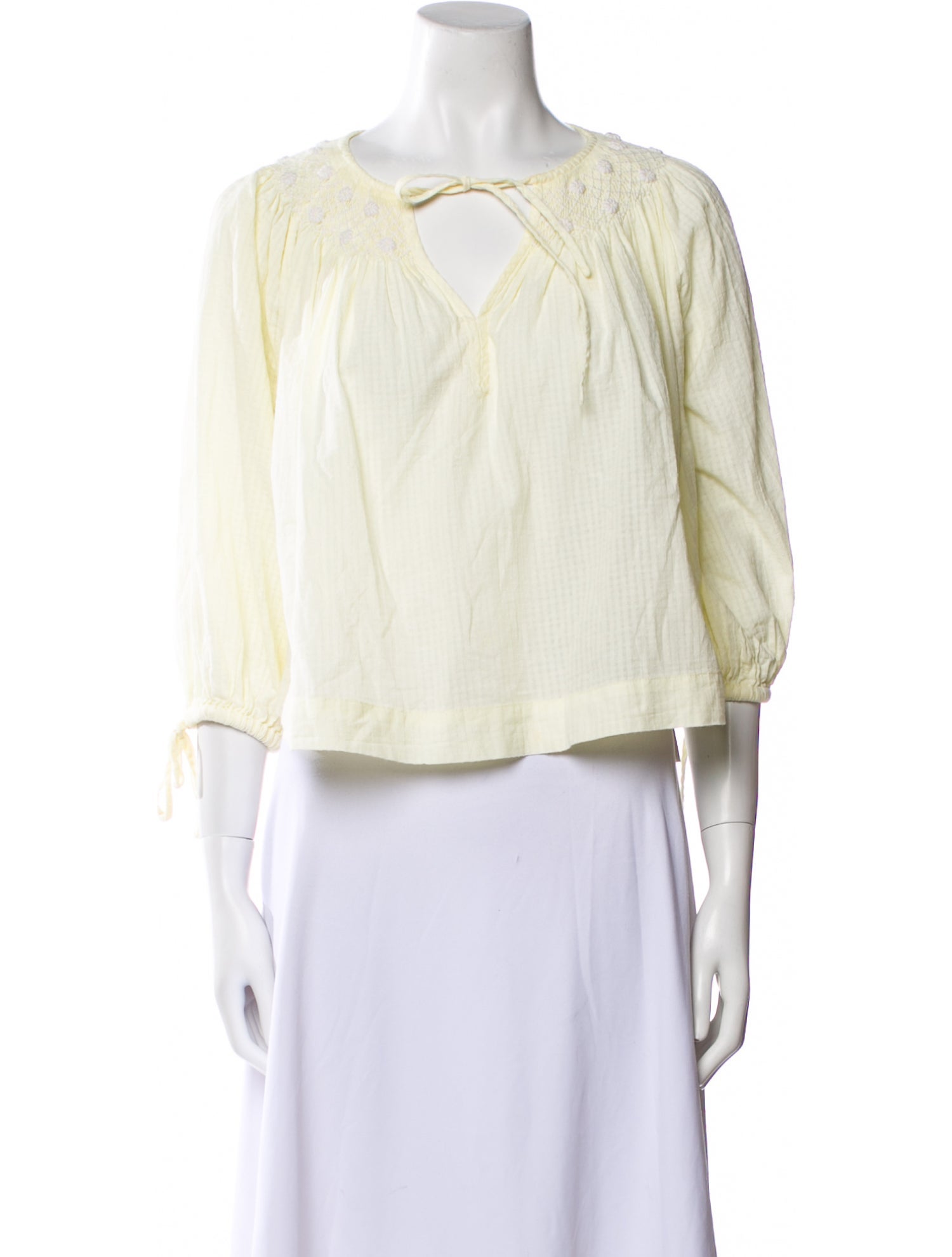 Innika Choo Scoop Neck Three-Quarter Sleeve Crop Top