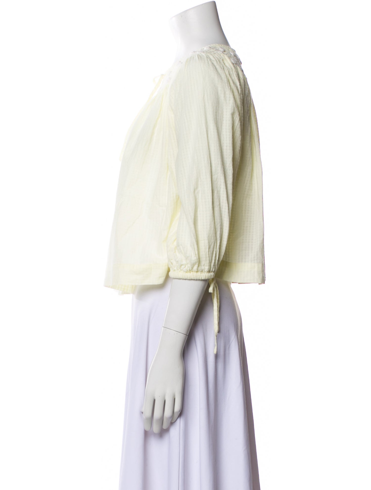 Innika Choo Scoop Neck Three-Quarter Sleeve Crop Top