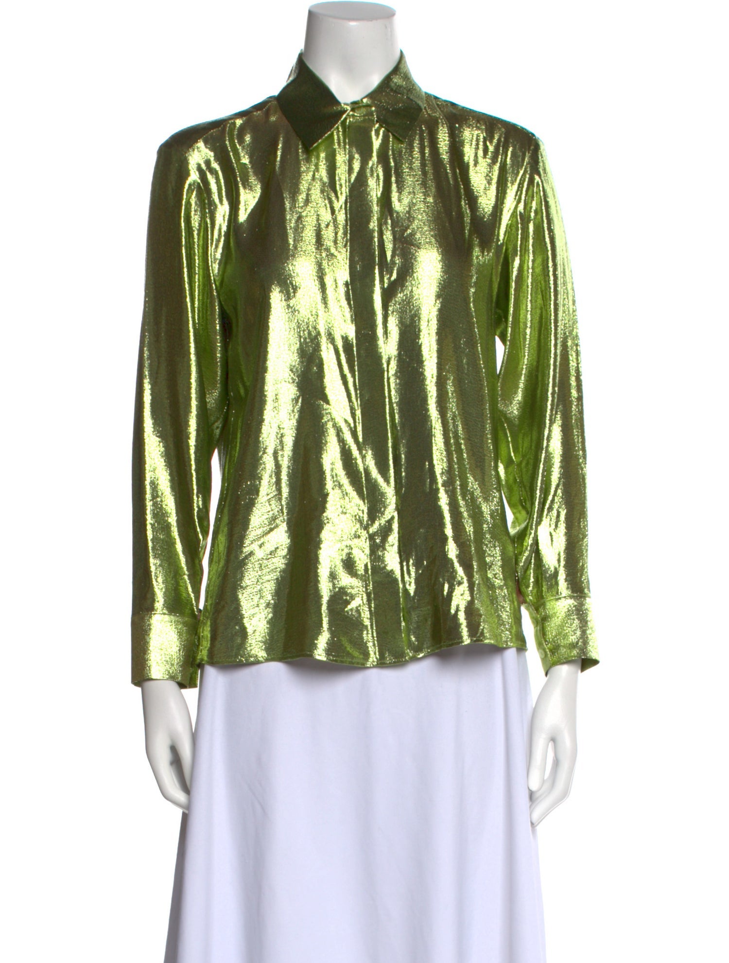 INDRESS Silk Printed Button-Up Top