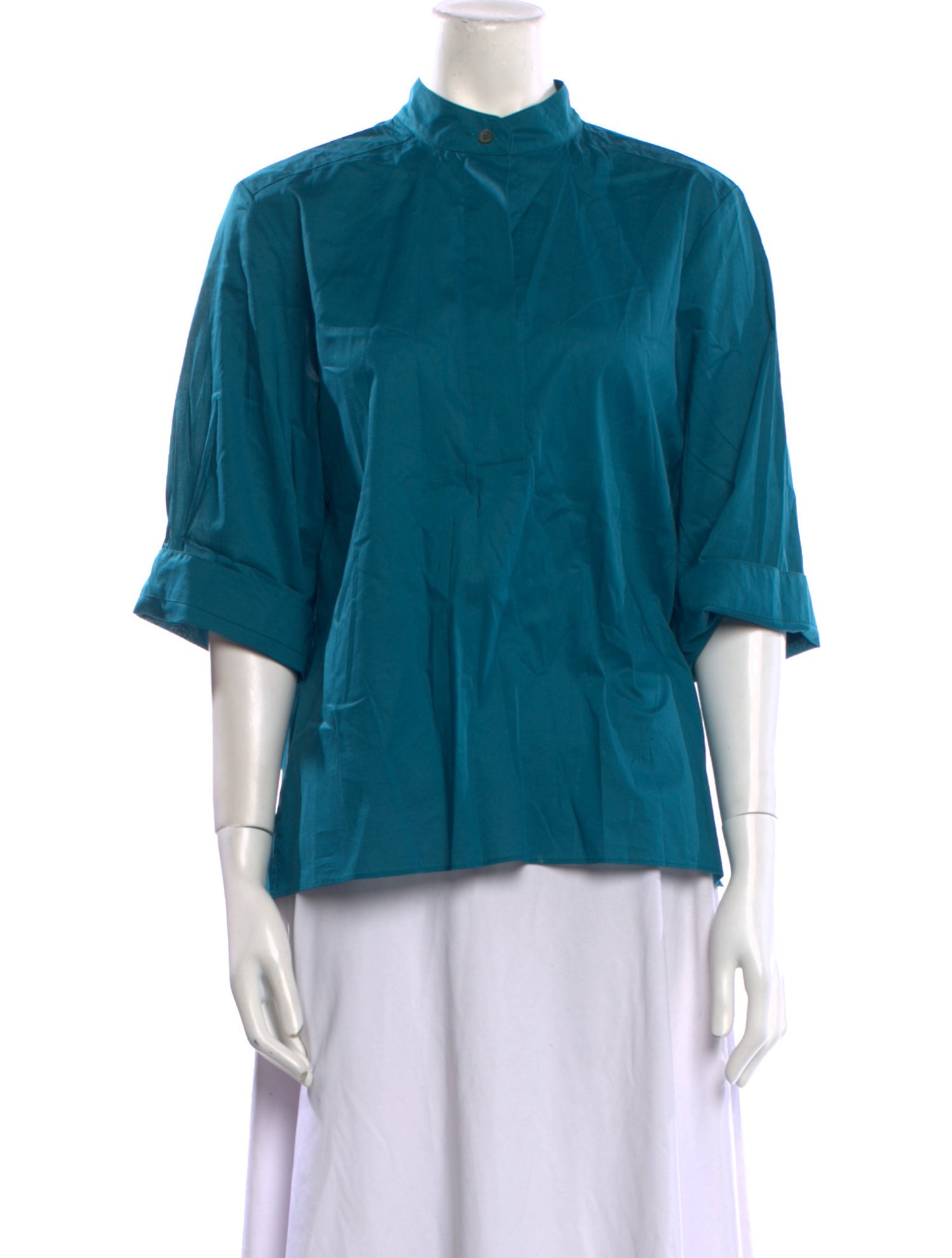 INDRESS Mock Neck Three-Quarter Sleeve Blouse