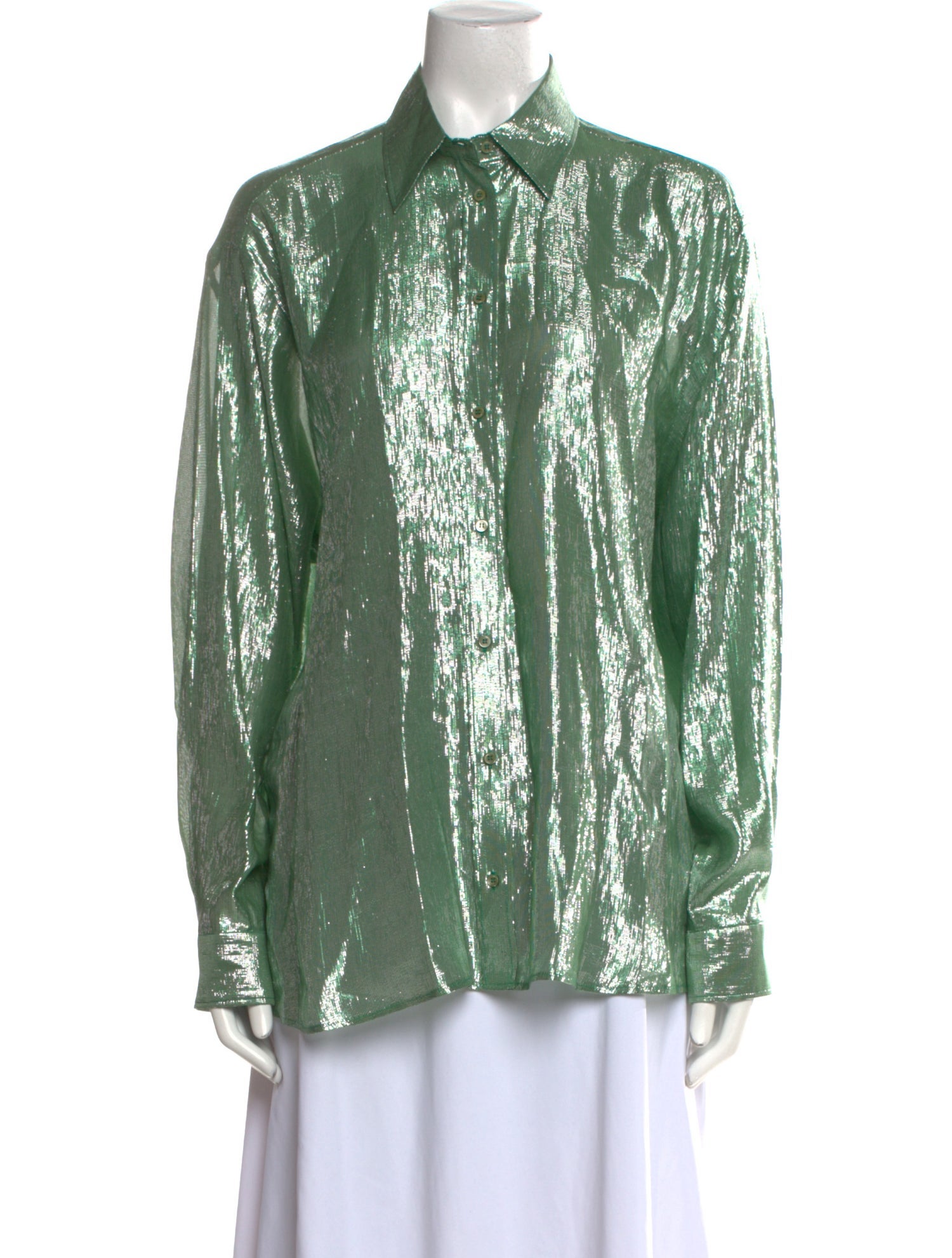 INDRESS Silk Printed Button-Up Top