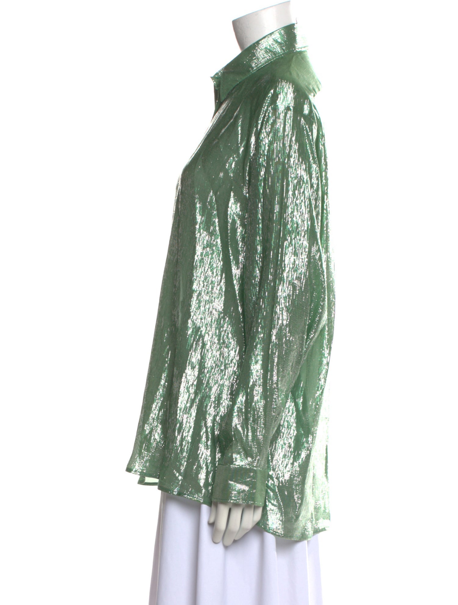 INDRESS Silk Printed Button-Up Top