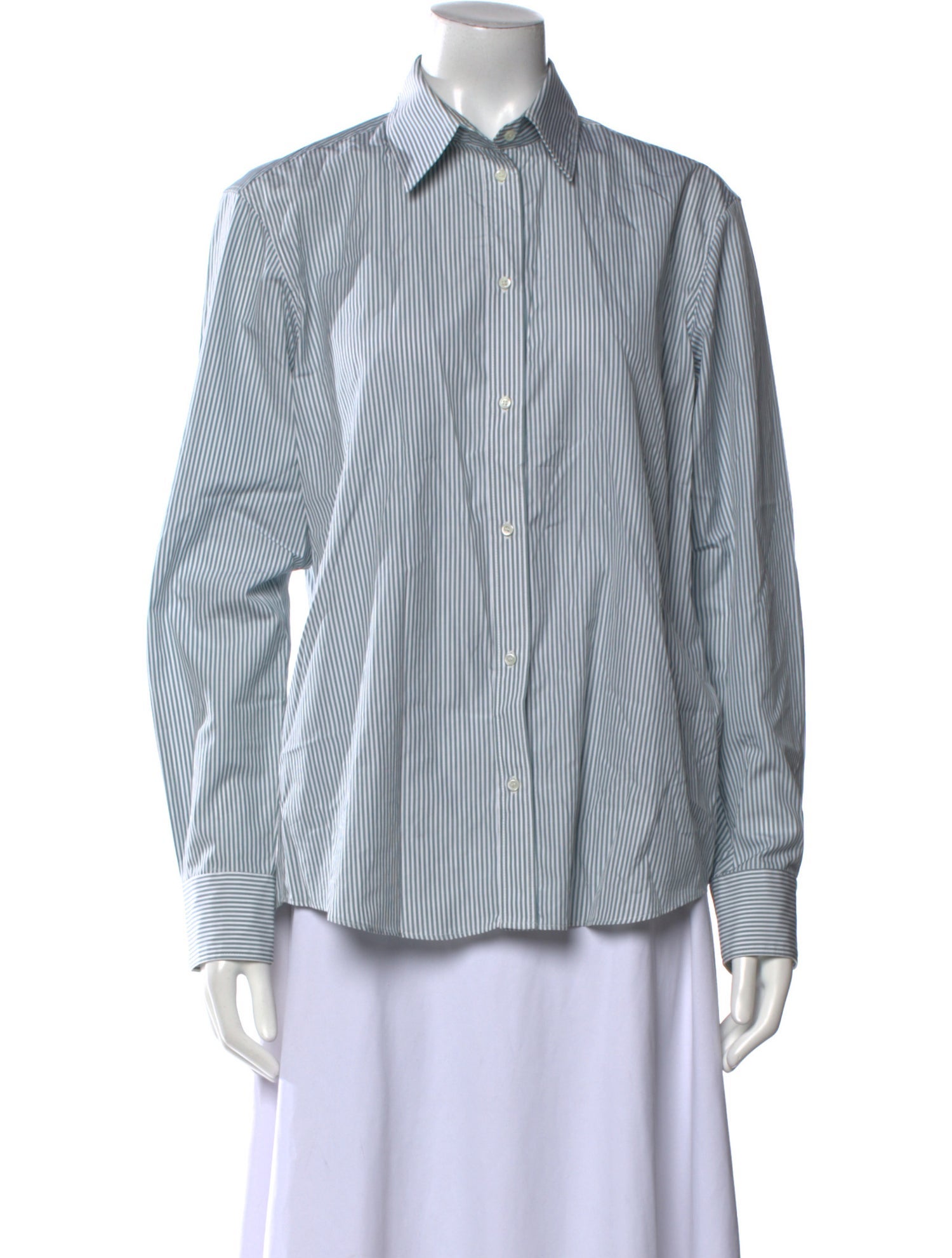 INDRESS Striped Long Sleeve Button-Up Top