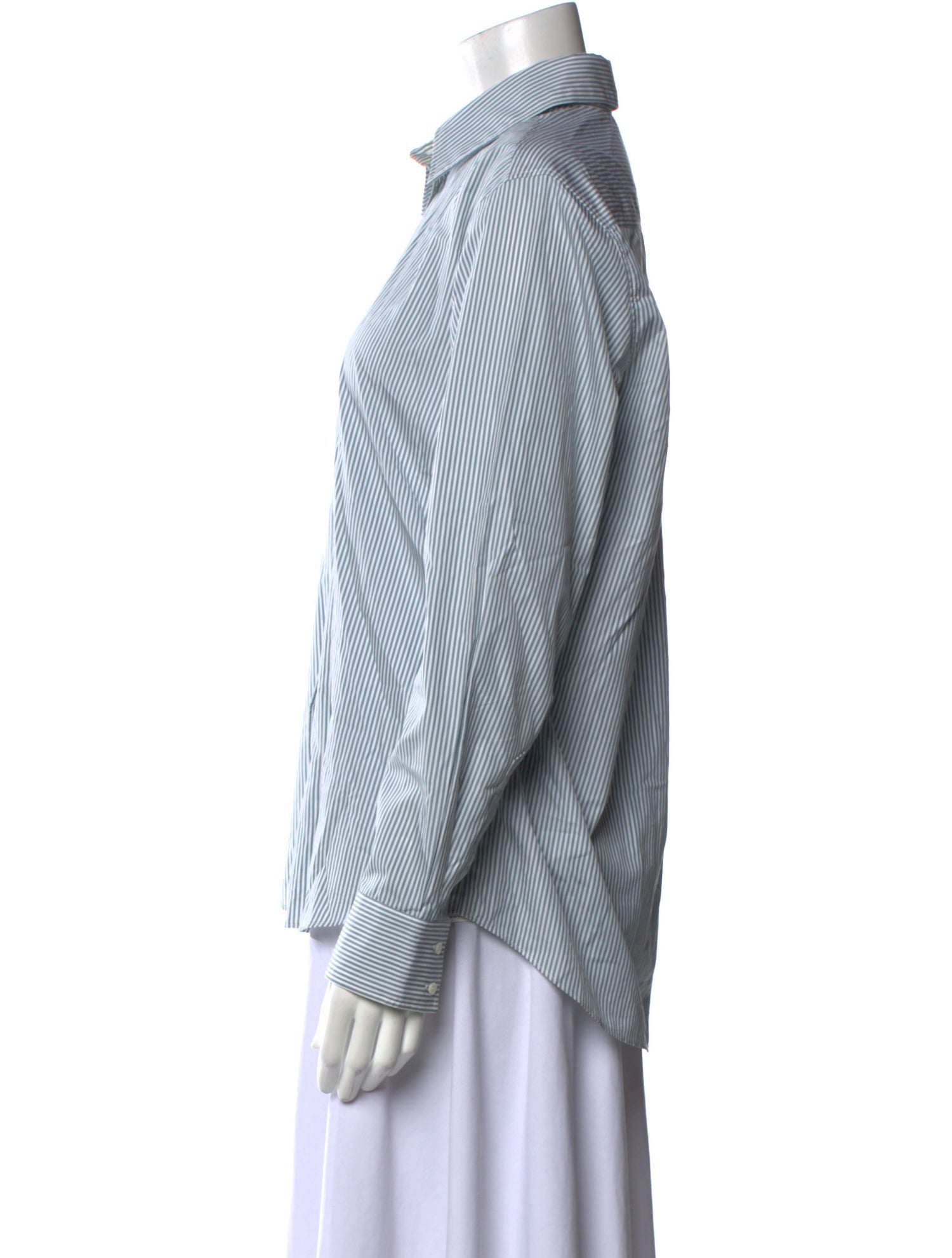 INDRESS Striped Long Sleeve Button-Up Top