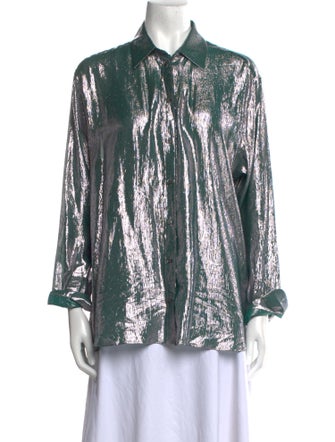 INDRESS Silk Printed Button-Up Top