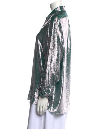 INDRESS Silk Printed Button-Up Top