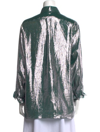 INDRESS Silk Printed Button-Up Top