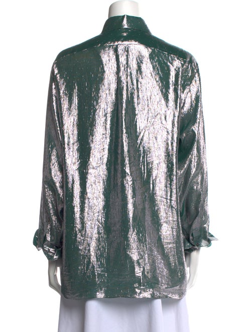 INDRESS Silk Printed Button-Up Top