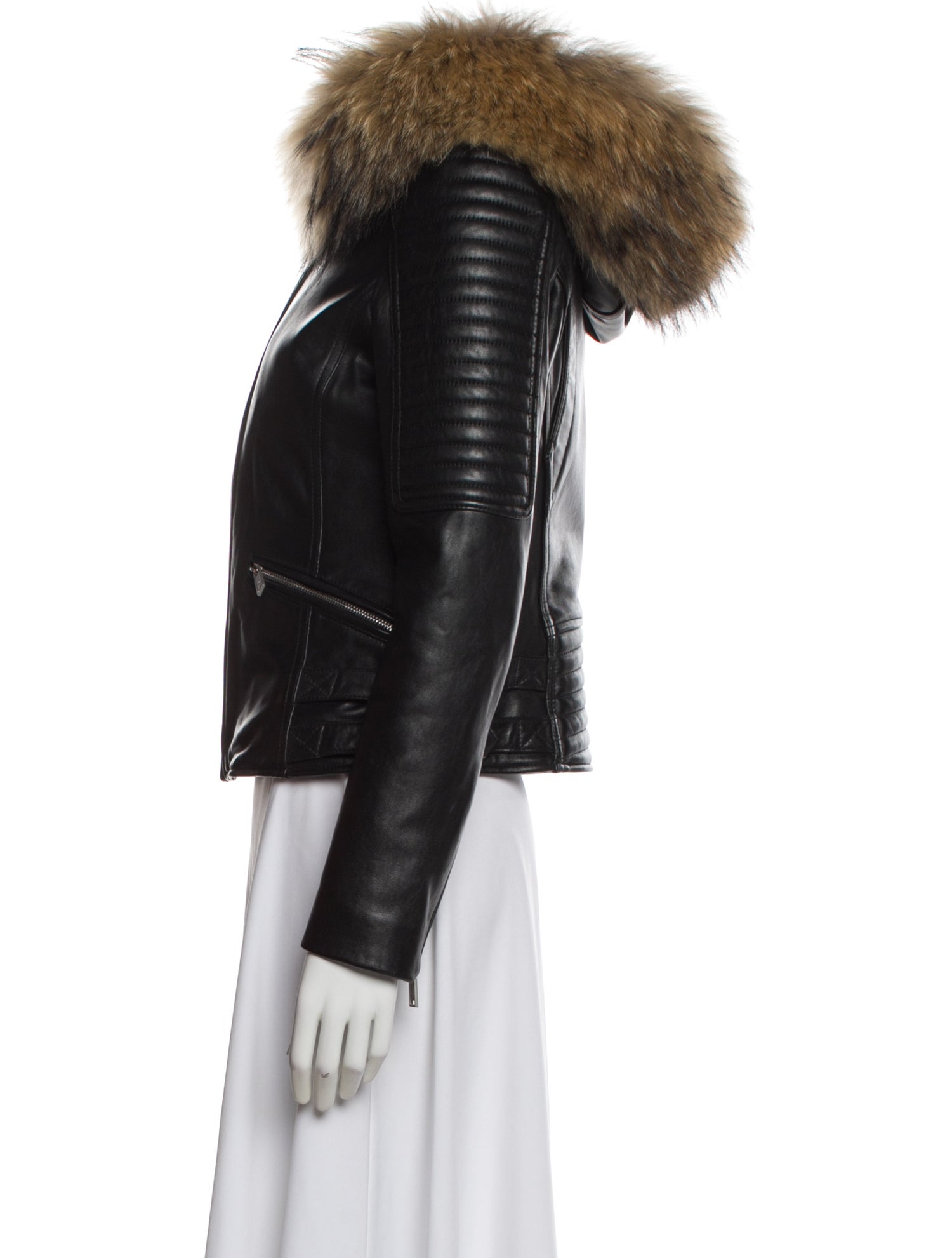 Intuition Paris Leather Faux Fur Jacket