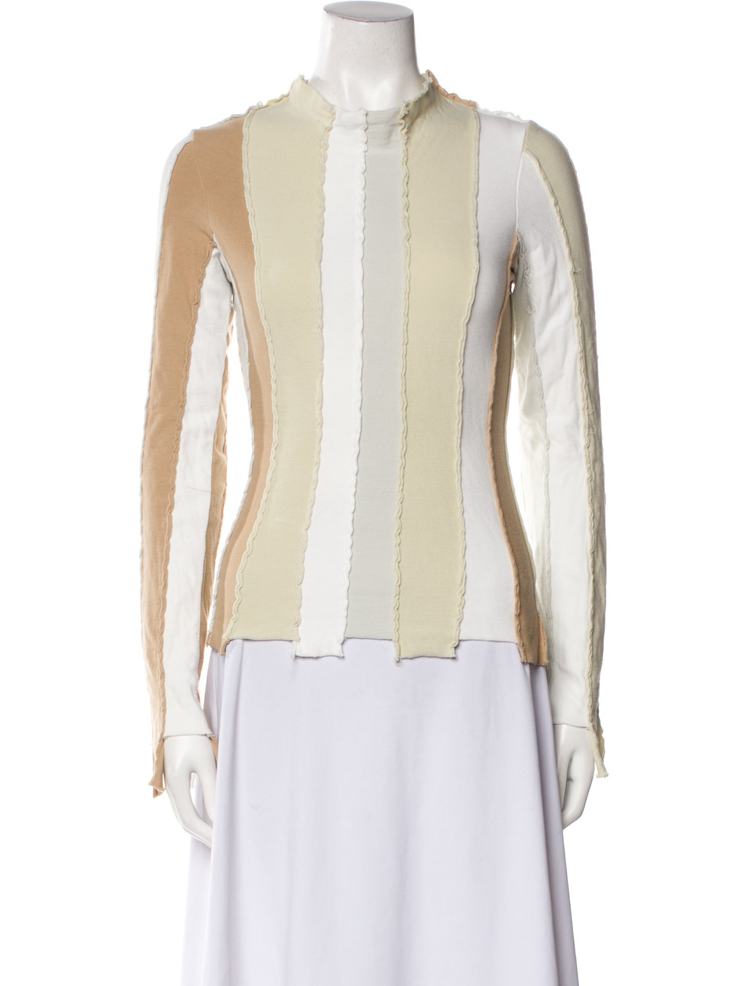 Interior Striped Mock Neck Top