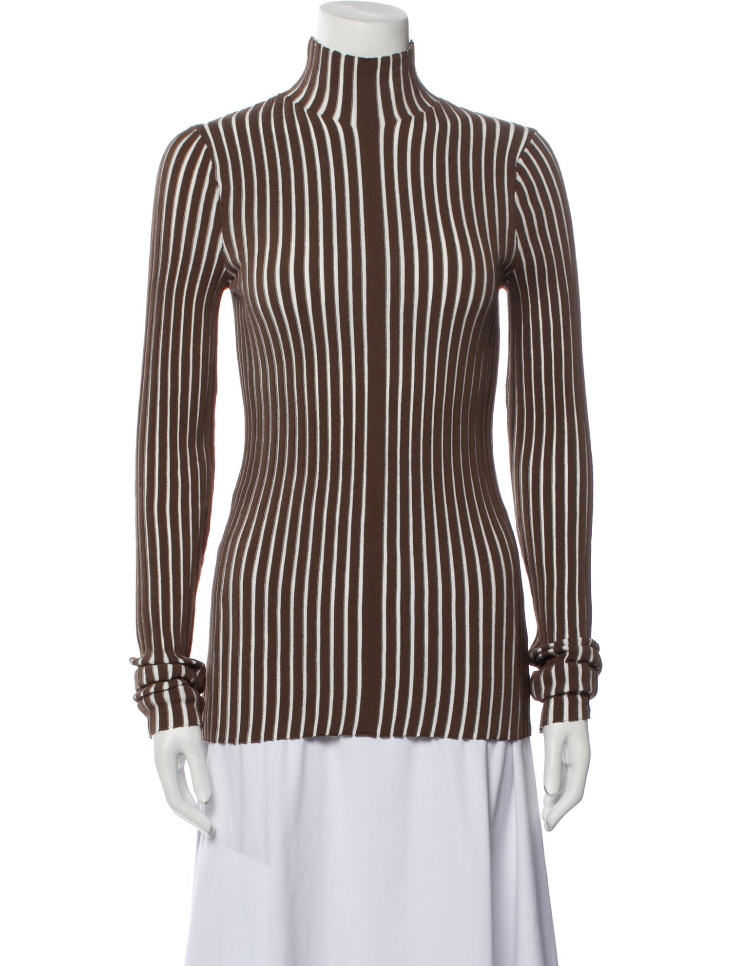 Interior Striped Mock Neck Top