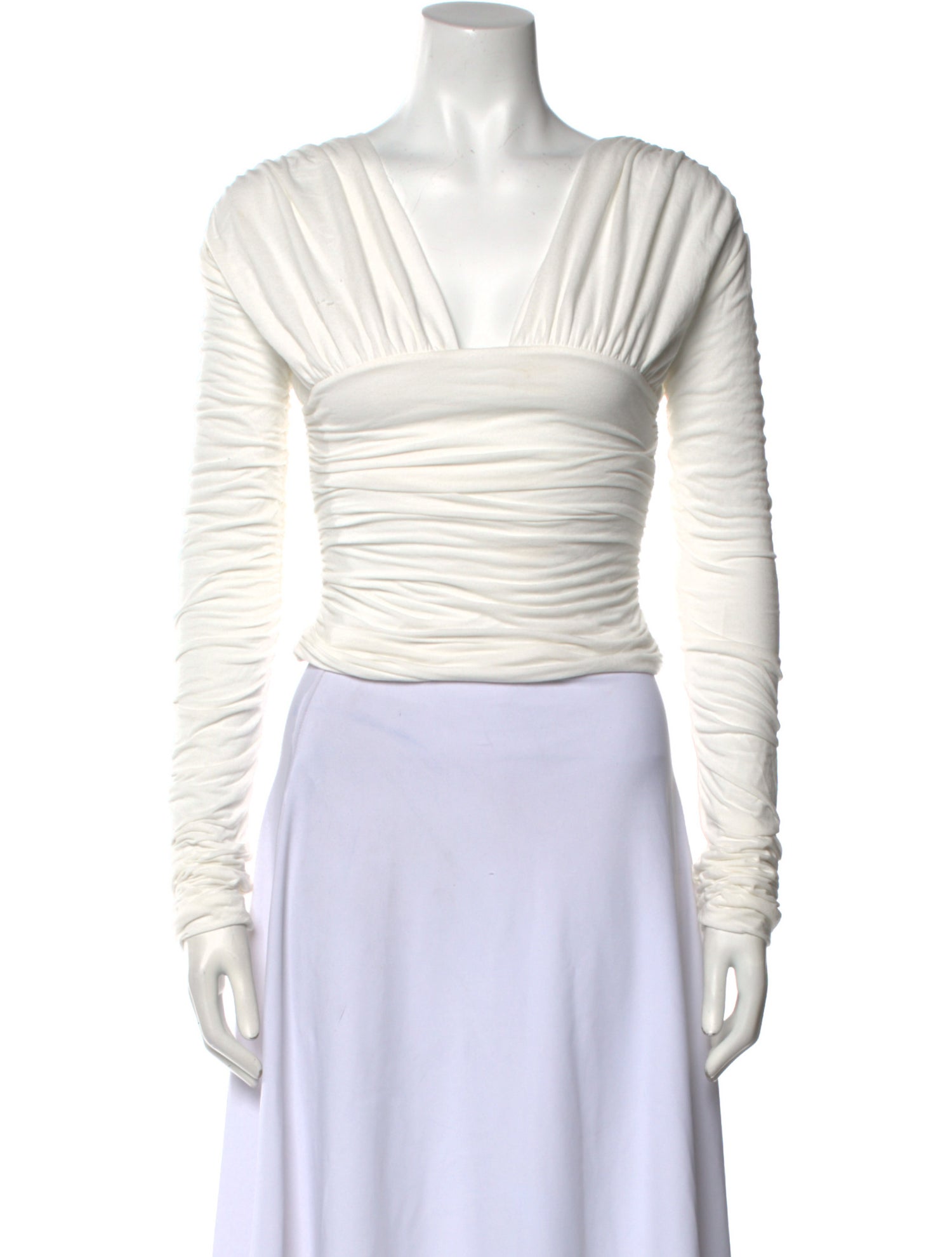 Interior V-Neck Long Sleeve Crop Top